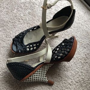 Leifsdottir woven leather wedge platform heels